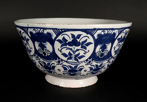 Inventory:  Dutch Delft, Dutch Delft Blue & White Botanical Bowl, 1720, $2,250