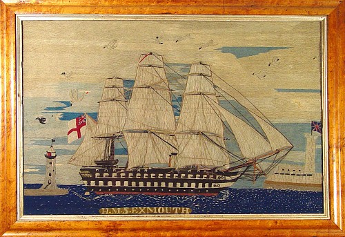 Sailor's Woolwork Sailor's Woolie of H.M.S. Exmouth, 1860-70 SOLD •