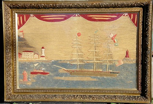 Inventory:  Sailor's Woolwork, American Sailor's Woolwork or  Woolie of ""The Three Guys, Circa 1870, SOLD •