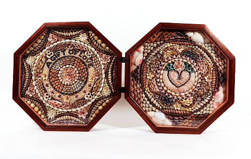 Inventory:  Sailor's Valentine, Sailor's Seashell Valentine of Large Size with Motto ""A Gift of Love"", 20th century, $7,500