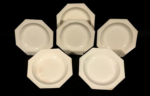 Inventory:  Creamware Pottery, English Plain Creamware Soup Plates- a Set of Six, 1800-30, $1,250