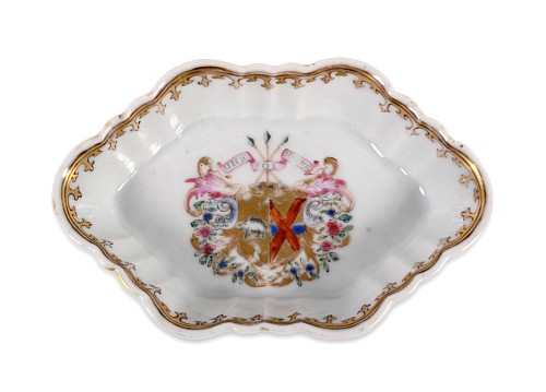 Chinese Export Porcelain Chinese Export Porcelain Armorial Spoon Tray, Arms of Gilpin, 1755 $550