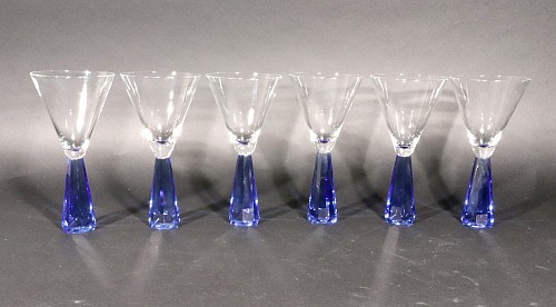 Vintage Vintage Post-Modern Translucent Blue Base Martini Glasses, 1970s $750