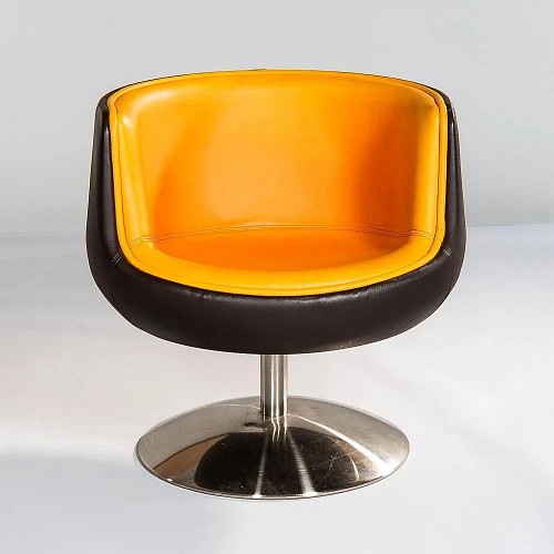 Mid-century Modern 1960s Mid-century Modern Leather Swivel Chair, 1965 SOLD •