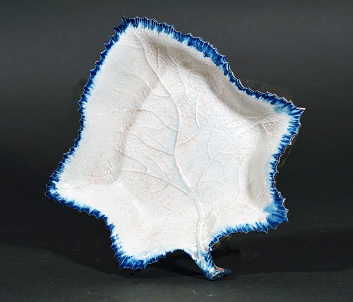 Inventory:  Wedgwood Pottery, Wedgwood Pearlware Leaf Dish with Blue Shell Edge Border, 1800-10, $550