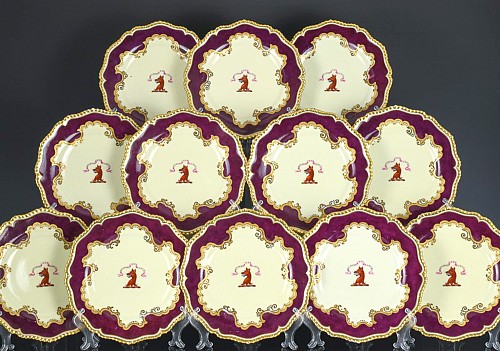 Flight & Barr Worcester Barr, Flight & Barr Armorial Porcelain Plates- A Set of Twelve, 1815