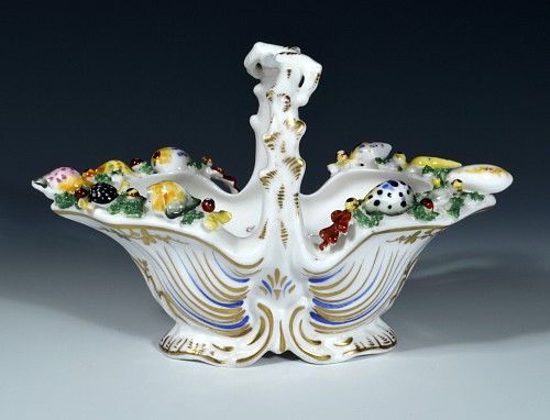 Inventory:  Chamberlain's Worcester, Antique Chamberlain's Worcester Porcelain Basket with Sea Shell Border, Circa 1835-40, $550