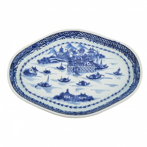 Chinese Export Porcelain Chinese Export Porcelain Blue & White Dish with The Dutch Folly Fort, 1775 SOLD &bull;