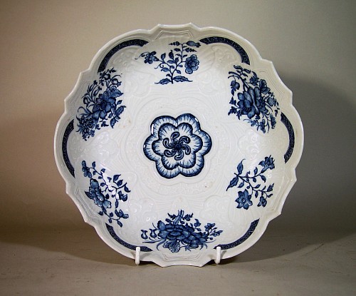 Inventory:  Chinese Export Porcelain, Chinese Export Blue & White Junket Dish after First Period Worcester, Circa 1780, SOLD •
