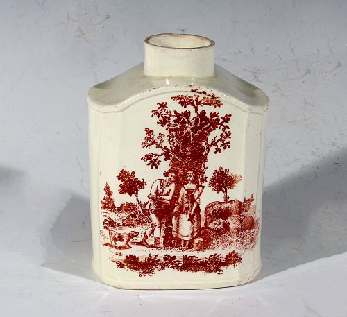 Inventory:  Creamware Pottery, 18th Century Creamware Pottery Red-printed Tea Caddy, 1765-75, $1,800