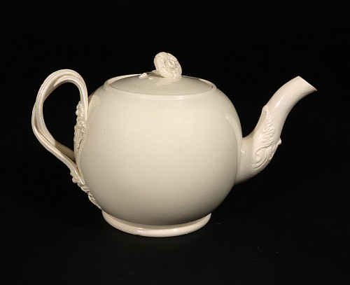 Inventory:  Creamware Pottery, English 18th-century Plain Creamware Large Teapot and Cover, 1780, $1,800