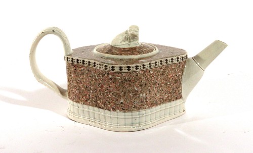 Pearlware English Inlaid Agate Teapot and Cover with Lion Finial, 1780 $2,500