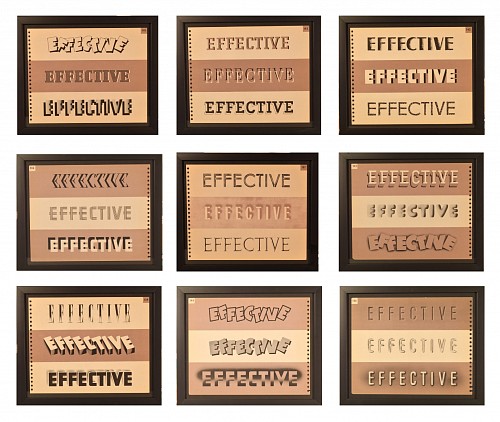Inventory:  Mid-century Modern, Set of Nine Framed  American 1939 Typography Pages with word "" Effective"", 1938-43, $1,300