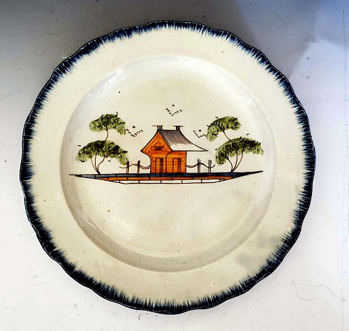 Inventory:  Pearlware, Blue Feather-edge Prattware Plate, Circa 1810-20, $550