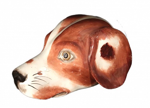 British Pottery Staffordshire Pearlware Pottery Fox Hound Stirrup Cup, 1820 $3,750
