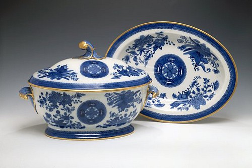 Inventory:  Pearlware, English Pearlware Fitzhugh Tureen, Cover and Stand, 1820, SOLD &bull;