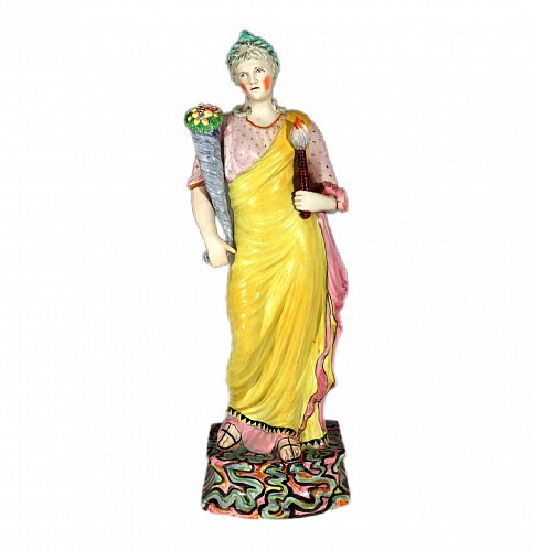 British Pottery Monumental Staffordshire Pearlware Figure: ""Ceres"" (Goddess of Plenty) on Marbled Plinth, 1815 $5,500