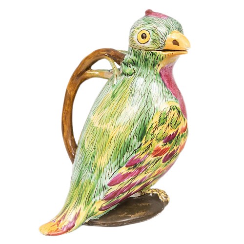 Proskau Faience European Faience Tromp L'oeil Jug in the Form of a Parrot, Proskau, Poland, Circa 1770 $4,000