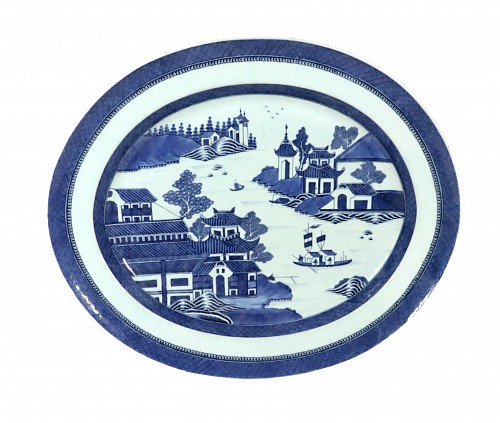 Chinese Export Porcelain Chinese Export Porcelain Canton Large Blue & White Serving Dish $1,800