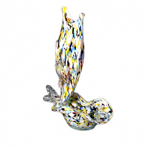 Inventory:  Murano Glass, Murano Glass ""End of Day"" Fish Sculpture Ashtray, 1960's., $225