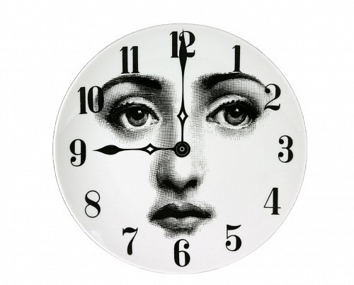 Inventory:  Piero Fornasetti, Fornasetti Themes & Variations Plate-Clock, Pattern Number 74, 1990s, $785