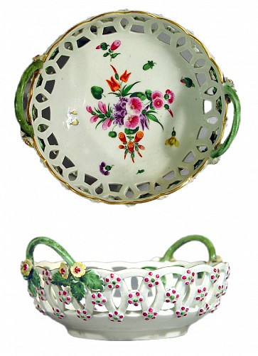 Inventory:  First Period Worcester Porcelain, First Period Worcester Porcelain Reticulated Circular Basket, 1770-75, $750