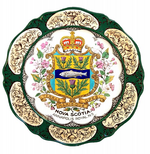 Inventory:  Pearlware, Wedgwood Pottery Canadian Series Plate Annapolis Royal, NS, Dated 1908, $450