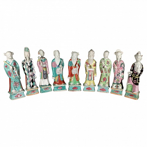 Chinese Export Porcelain Chinese Export Porcelain Taoist Immortal Figures, Set of Eight Immortals and Shou Lao, 1780-1810 $9,500