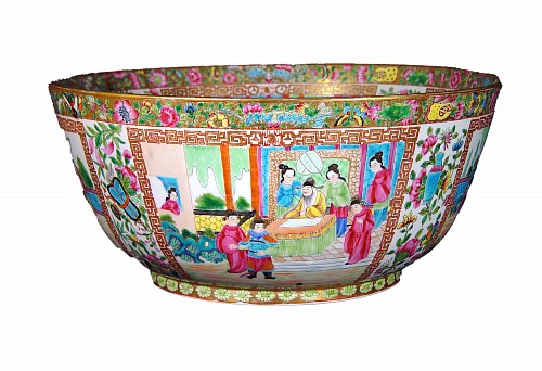 Inventory:  Edme Samson et Cie, Paris,, Rose Canton Porcelain Punch Bowl, Edme Samson et Cie, Paris, Circa 1880, $9,500