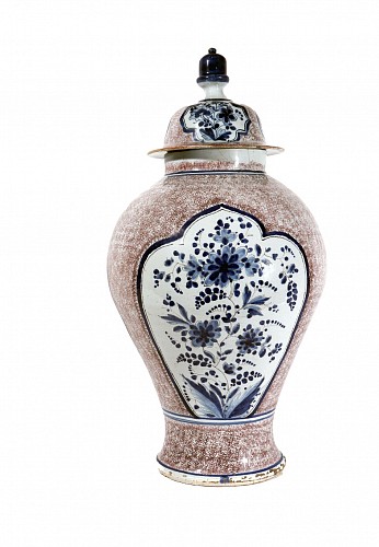 German Faience 18th-century German Faience Powdered Manganese & Blue Large Vase & Cover, 1750 $8,500