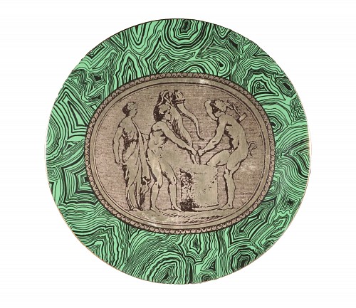 Inventory:  Piero Fornasetti, Piero Fornasetti Neo-classical Porcelain Green Malachite Cammei (Cameo) Plate, 20th Century, $600