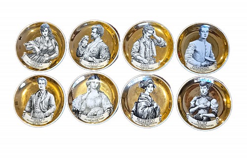 Inventory:  Piero Fornasetti, Piero Fornasetti Set of Coasters of Opera Characters-Melodrama!, 1960s, $1,250