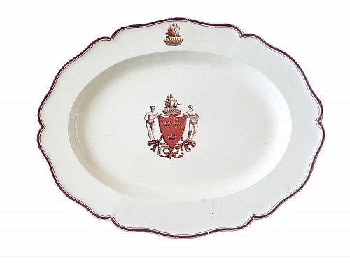 Inventory:  Creamware Pottery, Antique English Creamware Armorial Dish, Neale & Co. Sir James Grant, Circa 1780, $1,500