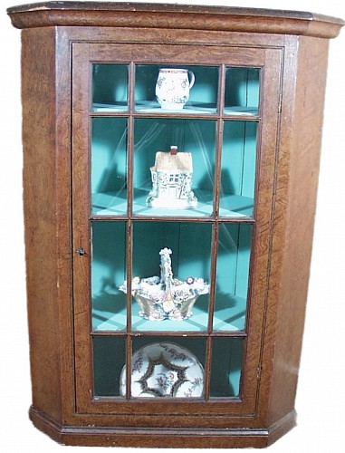English Furniture Faux Bois Walnut Hanging Corner Cabinet, Circa 1815 $2,500