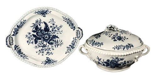 First Period Worcester Porcelain First Period Worcester Porcelain Pine Cone Pattern Large Dish, 1770 $3,500