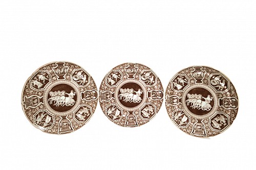 Spode Factory Spode Neo-classical Greek Pattern Rare Black Dinner Plates, Zeus in His Chariot-
Set of Three, 1810 $1,200