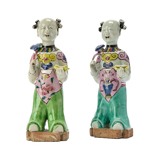 Chinese Export Porcelain 18th-century Chinese Export Porcelain Laughing Boy Figures $1,250