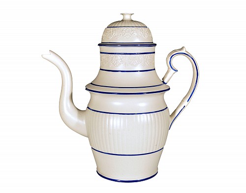 Pearlware Castleford-type Stoneware Coffee Pot & Cover, Circa 1820 $1,500