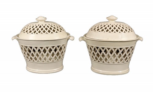 Inventory:  Creamware Pottery, 18th-century English Pottery Creamware Openwork Covered Baskets, 1780-1800, SOLD &bull;
