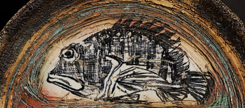 Mid-century Modern Studio Pottery Double Fish Dish, La Fuente (2003), 2003 $950