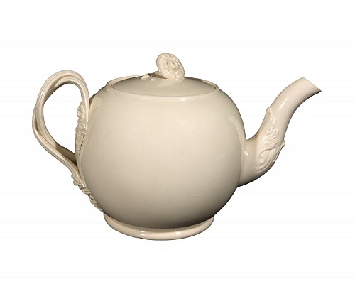 Inventory:  Creamware Pottery, English 18th-century Plain Creamware Large Teapot and Cover, 1780, $1,800
