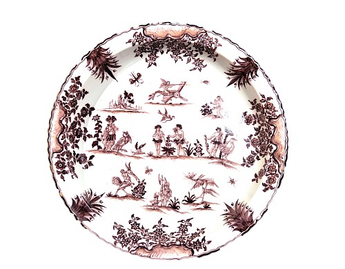 Edme Samson et Cie, Paris, French Faience Massive Shallow Basin in the style of Moustiers, Edme Samson et Cie, Paris, Circa 1885 $3,000