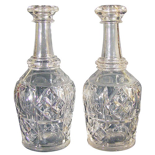 Inventory:  American Glass, American Mold-blown Bar Lip Glass Decanters, Pennsylvania Pattern, Bakewell, Pears & Co. Pittsburgh, Circa 1860, $750