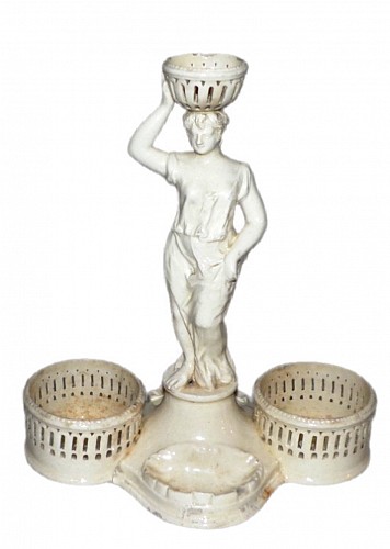 Creamware Pottery Italian Creamware Figural Cruet, Late 18th Century $450