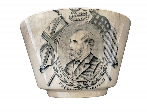 Pearlware English Commemorative President James Garfield Pottery Bowl, 1881-82 $450