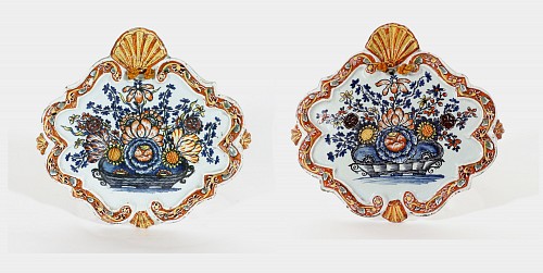 Inventory:  Dutch Delft, Dutch Delft Polychrome Plaques With Flower Baskets, 1760, $5,000