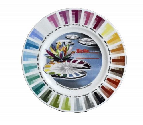 Search:  Blythe Factory, Blythe Factory Porcelain Artist Colour Sample Plate titled Onglaze Colours for Earthenware, 20th Century, $500