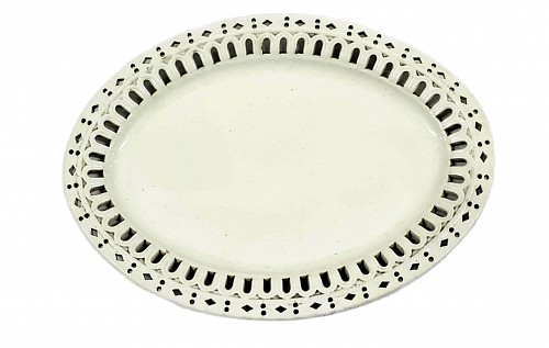 Inventory:  Creamware Pottery, Plain Creamware Openwork Dish, 1800-20, $350