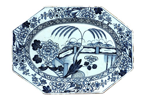 British Delftware Liverpool or Irish Delftware Chinoiserie Blue & White Dish, 1745-65 $4,850