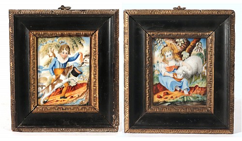 Portrait Miniature Pair of Portrait Miniatures of Children by W. Fisher, Dated 1821 $3,000